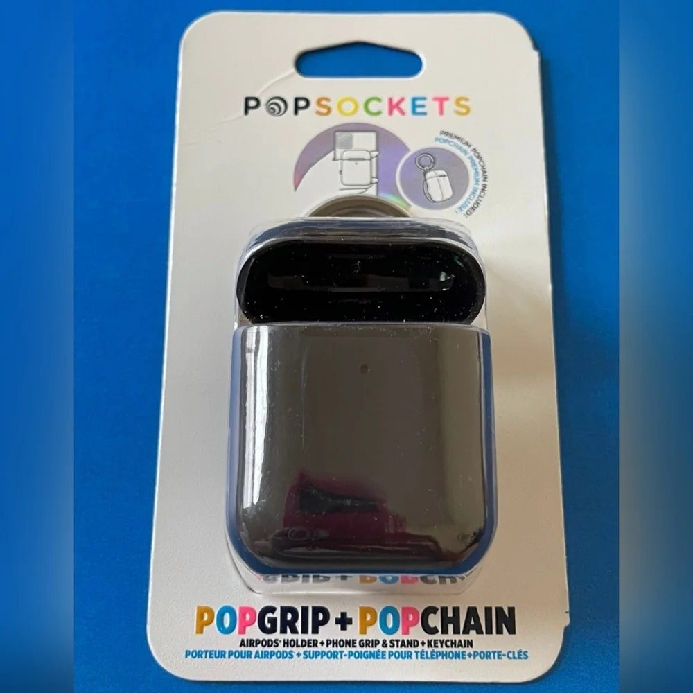 Popsocket - Black AirPods Case PopGrip & Metal PopChain
